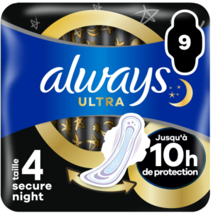 Always ultra Secure Night - Serviettes Hygiéniques Lot de 2 paquets 2x9 pièces