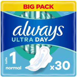 Always ultra Day Serviettes hygiéniques ,Lot de 2 paquets de serviettes 2x30