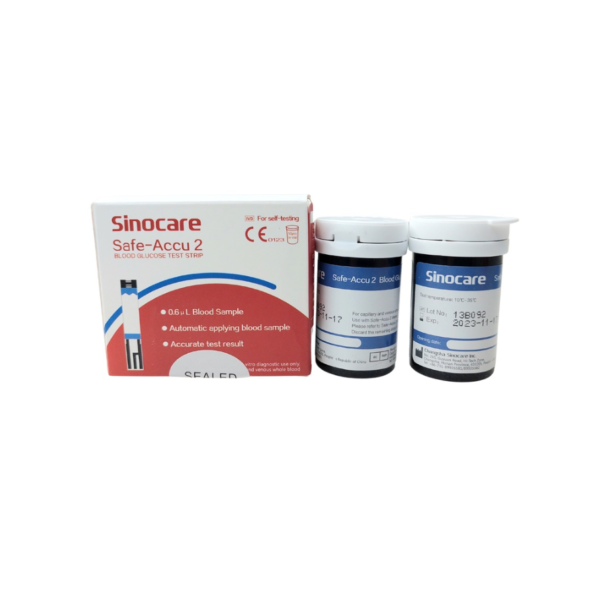 2 flacons de 50 tigettes pour lecteur de glycèmie Sinocare Safe accu 2