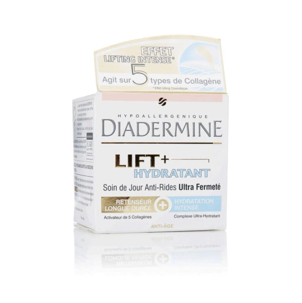 Crème Jour pour le Visage Diadermine Lift+ Hydratant - Soin Anti-Rides Ultra Fermeté d'origine naturelle - Pot de 50 ml